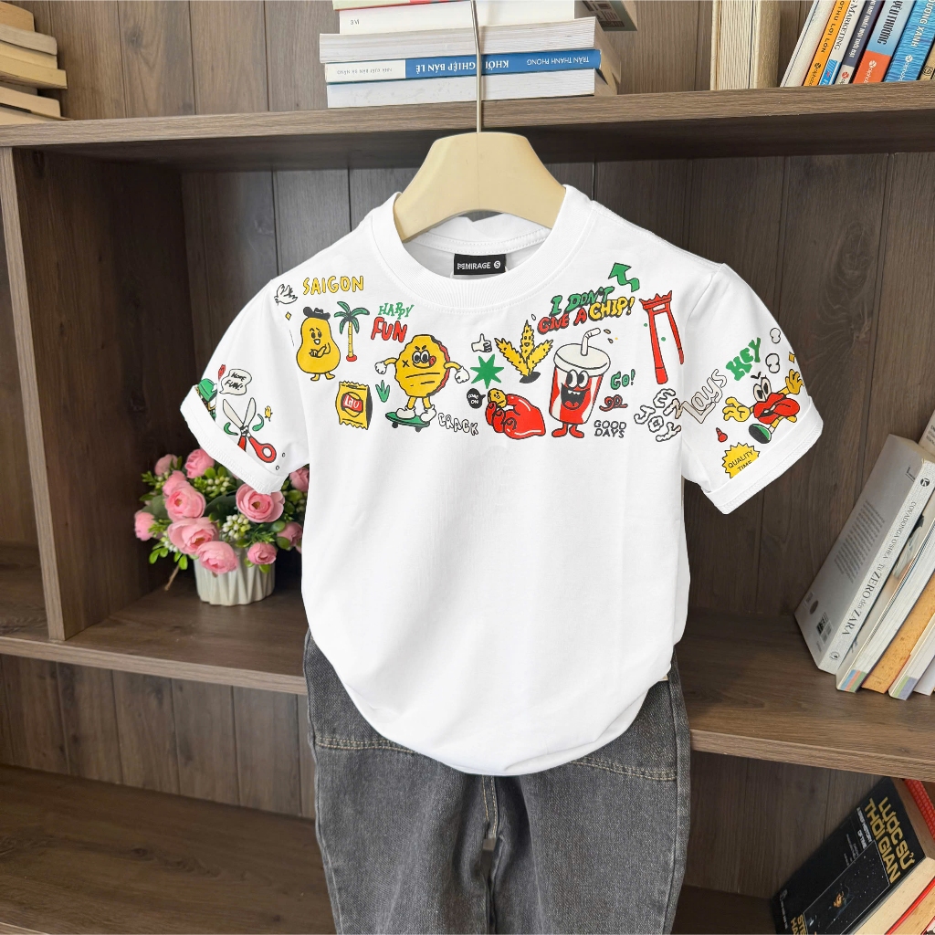 Áo Thun Trẻ Em Mirage Bọt Biển Đáng Yêu, Chất 100% Cotton Cao Cấp, Có Kèm Hình Thật.
