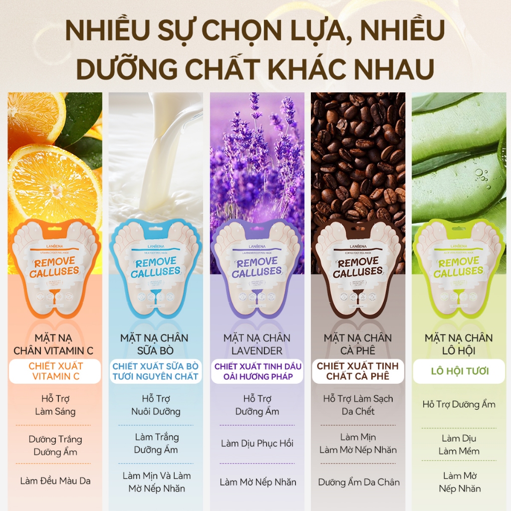 LANBENA Mặt Nạ Chân (40g)- Dạng Lột Tẩy Tế Bào Chết Chăm Sóc Chống Nứt Nẻ/Mặt Nạ Tay Dưỡng Sáng Làm mềm Cấp ẩm Hiệu Quả