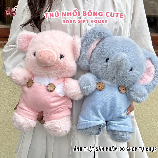 Gấu bông thú nhồi bông cute mặc yếm dễ thương – Koala, mèo, voi, heo, ếch siêu mềm mịn quà tặng 31CM - ROSA GIFT HOUSE