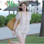 Set bộ đùi, set nữ mặc hè du lịch set Ren Lỗ Quảng Châu cao cấp 2 lớp áo phối dây cổ kèm quần short