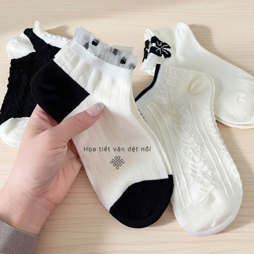 Tất vớ nữ cổ bèo cách điệu phong cách tiểu thư, chất liệu mềm mịn thoáng khí - Ekiu Perseper