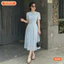 Đầm thiết kế BEMINE cổ tròn có dây nơ dáng chữ A xòe phù hợp đi chơi-B499