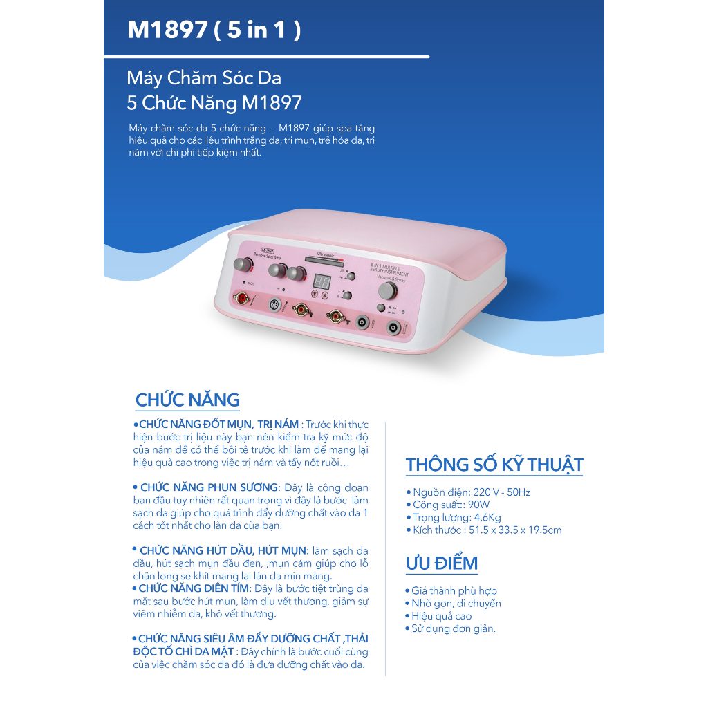 Máy 5in1, Máy Chăm Sóc Da 5in1, Thiết Bị Chăm Sóc Da, Mẫu Mới Nhất Chuyên Dùng Trong Spa Thẩm Mỹ Viện