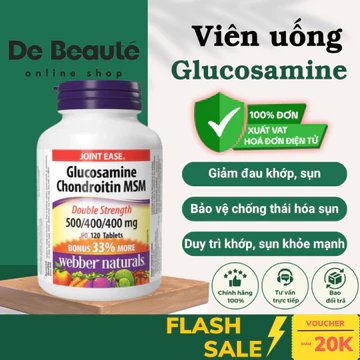 [HÀNG CÔNG TY] Viên Uống Hỗ Trợ Giảm Đau Khớp, Sụn Webber Naturals Glucosamine Chondroitin MSM 500/400/400mg 120 Viên