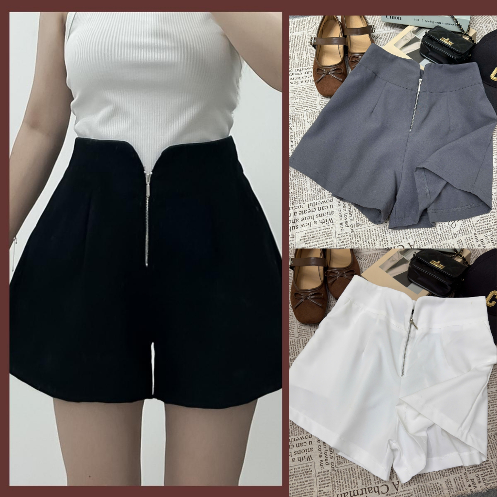 Quần Đùi Bigsize Nữ,Quần Short Ống Rộng Tôn Dáng Big Size Có Khóa Kéo Vải Samin Đứng Phom Mã Q24