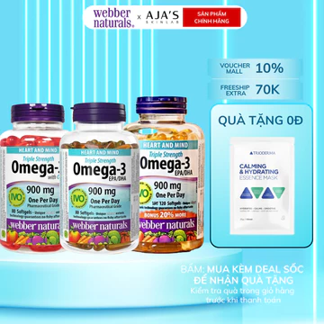 Viên Uống Omega 3 Webber Naturals Triple Strength Omega-3 / Triple Strength Omega-3 with CoQ10