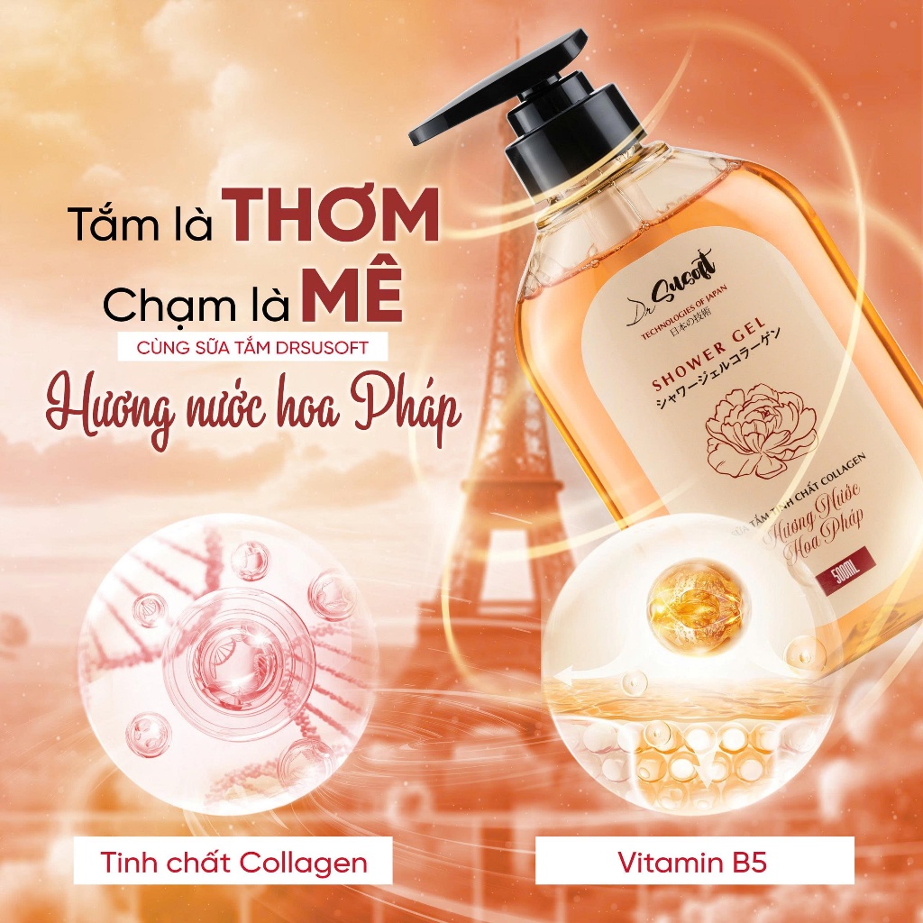 [ MUA 2 GIẢM 50% ] Sữa tắm Cao cấp DrSusoft Siêu cấp ẩm, không nhờn rít sau khi tắm, lưu hương nước hoa 8H