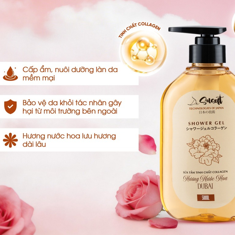 [ MUA 2 GIẢM 50% ] Sữa tắm Cao cấp DrSusoft Siêu cấp ẩm, không nhờn rít sau khi tắm, lưu hương nước hoa 8H