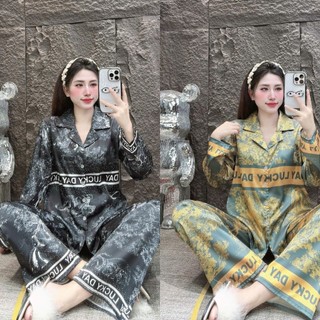 Đồ Bộ Pijama Lụa Latin Lụa Mịn ,Họa Tiết Rừng Màu Sang Chảnh Có Size Từ  40- 60 kg & 60-75 kg Dành Cho Nữ Mặc Bốn Mùa