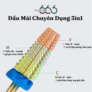 Đầu Mài Thép Carbide VÀNG Thông Số XC C M F XF XXF – Đầu Mài Phá Gel, Đầu Mài 3in1 Chuyên Nghiệp Thegioinail666