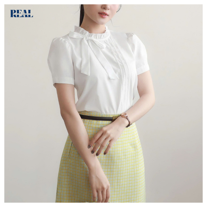 Áo kiểu dáng suông tay ngắn cổ tròn LALA REAL CLOTHES (tổng hợp màu), vải mềm mát, ít nhăn