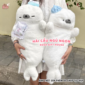 Gấu bông hải cẩu ngủ ngon màu trắng siêu mềm – Thú nhồi bông dễ thương ôm ngủ, quà tặng - ROSA GIFT HOUSE