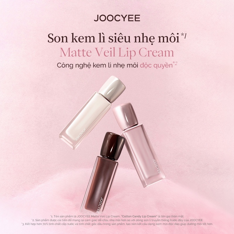 [KOL] Son kem bán lì JOOCYEE Matte Veil Lip Cream 3.0 dưỡng ẩm, lâu trôi, không nặng môi 4.1g | BigBuy360 - bigbuy360.vn