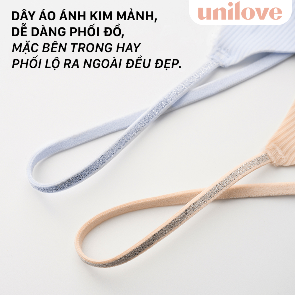 Bra Áo Lót Su Sợi Bạc Hà Mát Lạnh Unilove Không Mắc Cài & Gọng Dây Mảnh Kim Tuyến Mút Mỏng Hè 6338