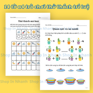 14 tờ a4 trò chơi thử thách trí tuệ nhiều chủ đề dành cho bé vừa học vừa chơi rèn luyện tư duy logic