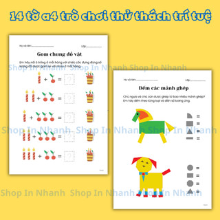 14 tờ a4 trò chơi thử thách trí tuệ nhiều chủ đề dành cho bé vừa học vừa chơi rèn luyện tư duy logic