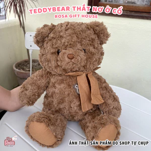 Gấu bông Teddy Bear thắt nơ màu nâu & be cao cấp – Gấu bông mềm mịn quà tặng dễ thương - GẤU BÔNG ROSA GIFT HOUSE