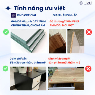 Bàn Trang Điểm Gỗ Ngồi Bệt Có Ngăn Kéo FV01 FIVO, Linh Hoạt Làm Bàn Học Bàn Trà, Không Lộ Vít Bề Mặt, Đa Dạng Bảy Màu