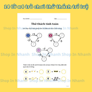 14 tờ a4 trò chơi thử thách dành cho bé vừa học vừa chơi rèn luyện tư duy logic