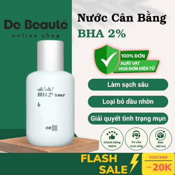 [HÀNG CÔNG TY] Nước Cân Bằng 2% BHA Tẩy Tế Bào Chết, Làm Sạch Sâu Da & Kiểm Soát Dầu Nhờn oh!oh! BHA 2% toner : b (75ml)