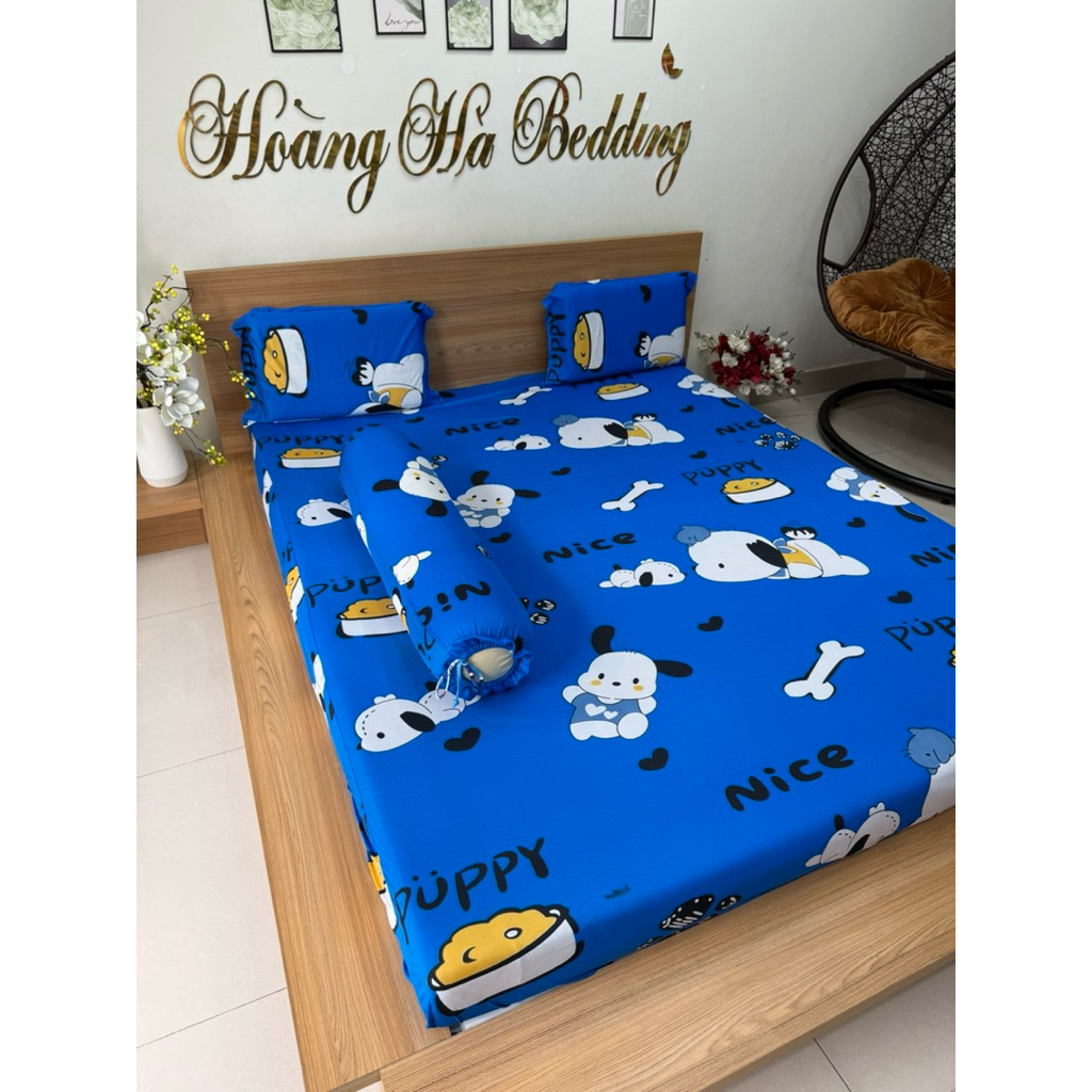 bộ ga thun lạnh 4 món chó pubby