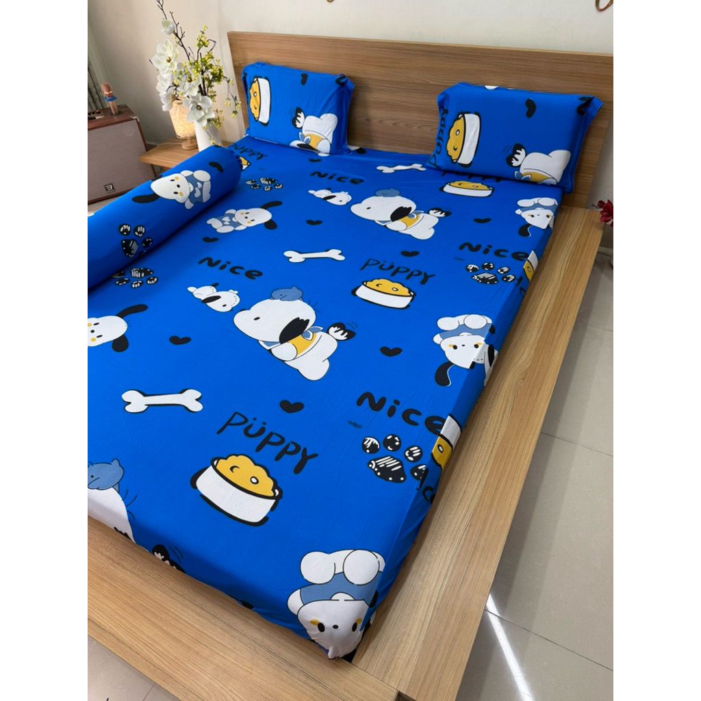 bộ ga thun lạnh 4 món chó pubby