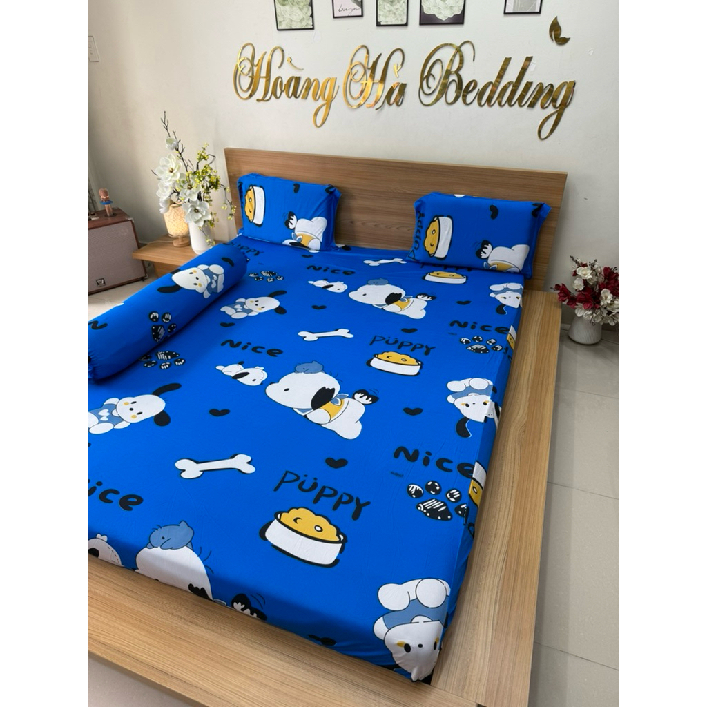 bộ ga thun lạnh 4 món chó pubby