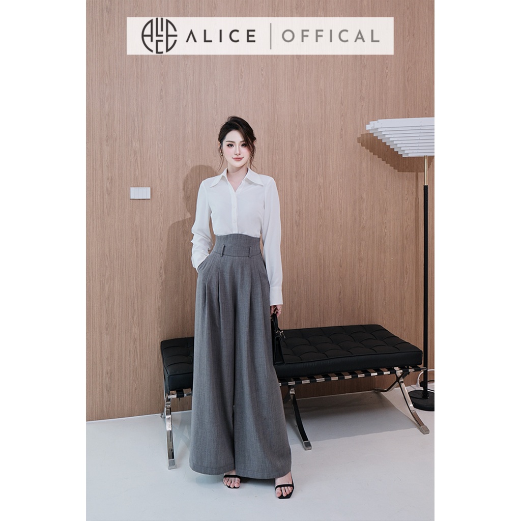 Set Đồ Công Sở Thanh Lịch Alice 3 Chi Tiết, Áo Sơ Mi Cổ Bẻ Bản To Phối Set Gile Chất Xước Thái A1074+S1075