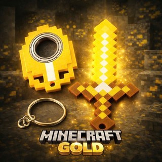 Combo Keyrambit Và Phụ Kiện Minecraft khai thác tài nguyên chế bằng Vàng - Móc khóa Vận động ngón tay và xả stress