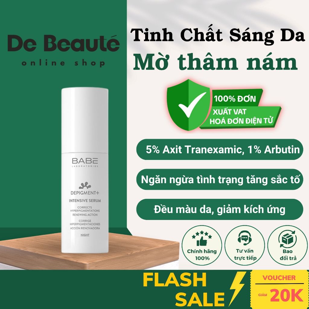 [HÀNG CÔNG TY] Tinh Chất Sáng Da, Hỗ Trợ Làm Mờ Thâm Nám Babe Depigment+ Intensive Serum