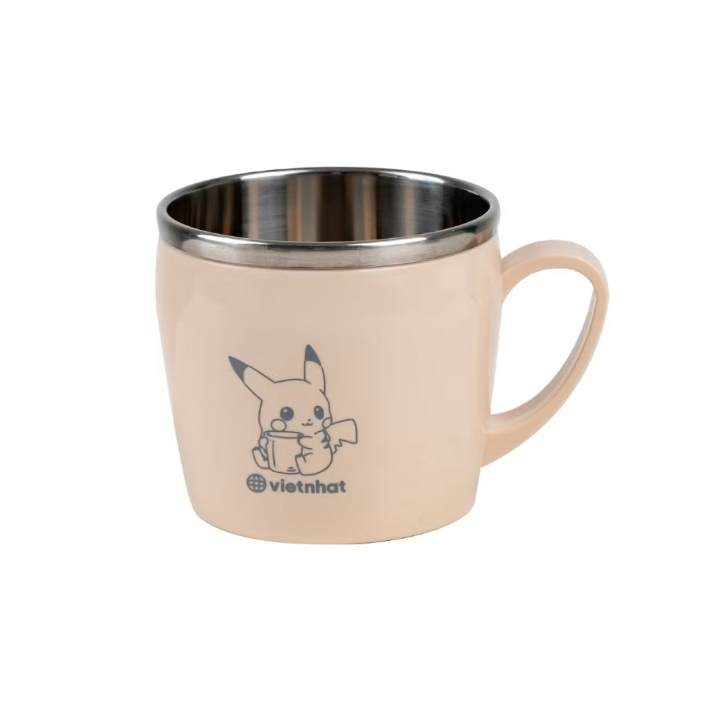 ( Giảm giá 40%) Cốc uống nước 2 lớp, Cốc 2 lớp cách nhiệt, Cốc Inox bọc nhựa, Cốc có tay cầm dễ thương- VIỆT NHẬ