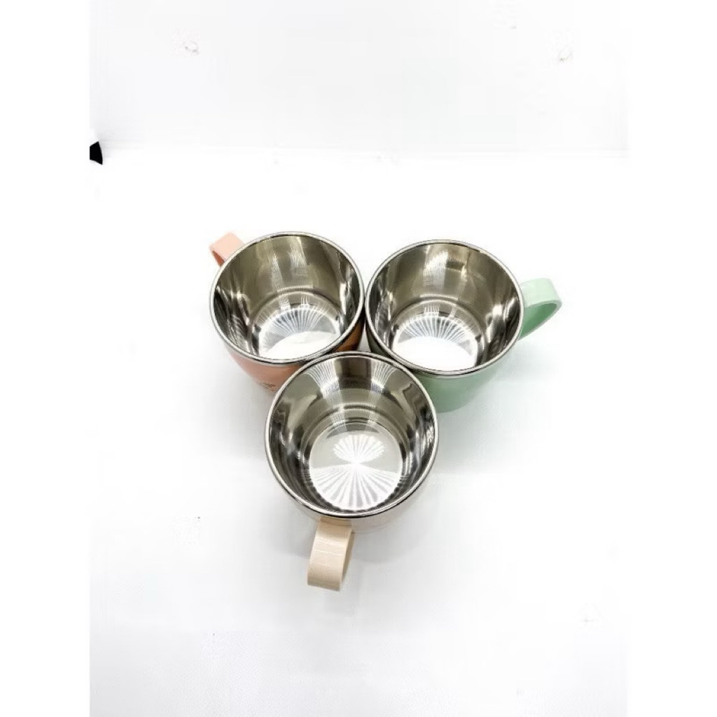 ( Giảm giá 40%) Cốc uống nước 2 lớp, Cốc 2 lớp cách nhiệt, Cốc Inox bọc nhựa, Cốc có tay cầm dễ thương- VIỆT NHẬ