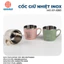 Cốc uống nước 2 lớp, Cốc 2 lớp cách nhiệt, Cốc Inox bọc nhựa, Cốc có tay cầm dễ thương- VIỆT NHẬ