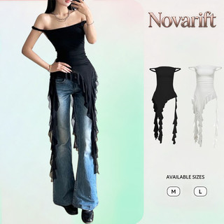 Nova áo ống lưới tua rua (áo cúp sẵn mút) Y2K tôn dáng sexy