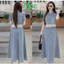 LS_Set đầm váy Jean, đồ công sở, set mặc hè, set áo tay búp cổ bẻ phối Ren mix chân váy dài