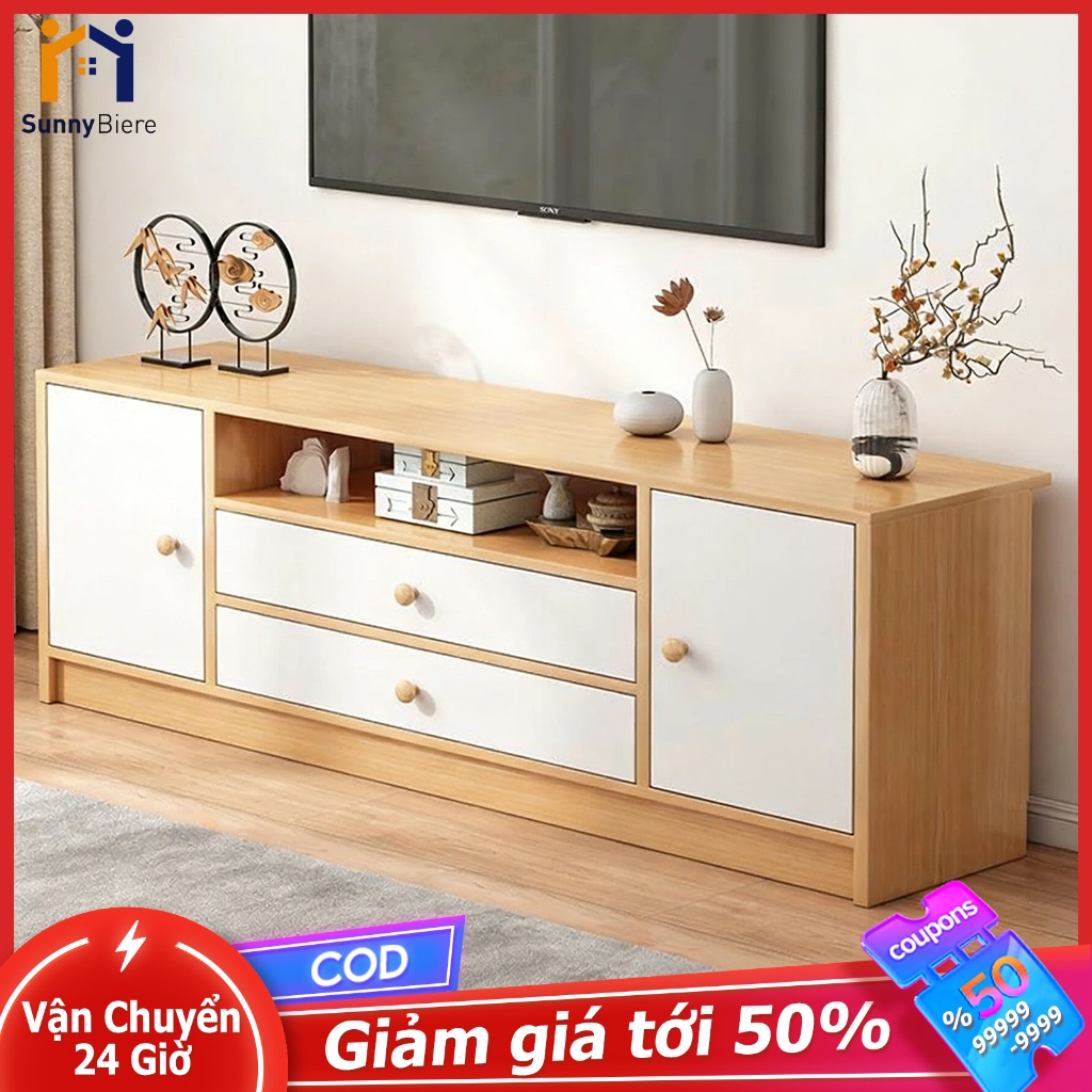 Sunny Tủ TV Kệ TV 2 Cánh 2 Ngăn Kéo Đặt Sàn Cho Phòng Khách Hiện Đại Đa Năng
