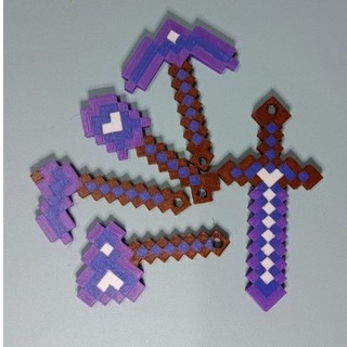 Combo Keyrambit Và Phụ Kiện Minecraft khai thác tài nguyên chế bằng Vàng - Móc khóa Vận động ngón tay và xả stress