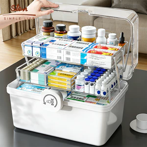 STON Hộp Đựng Thuốc Gia Đình 3 Tầng Hộp nhựa đựng đồ đa năng đựng thuốc, đồ dùng y tế và đồ mỹ phẩm
