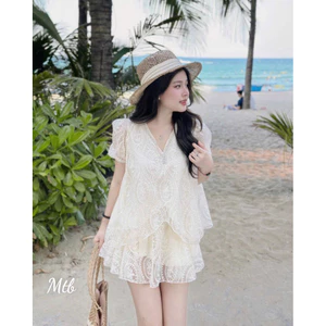 Set Áo Sơ Mi Kiểu Nữ Vải Đũi Xước Mềm Mịn Ít Nhăn Form Rộng, Áo Sơ Mi Đũi Hàn Quốc Đi Chơi Biển