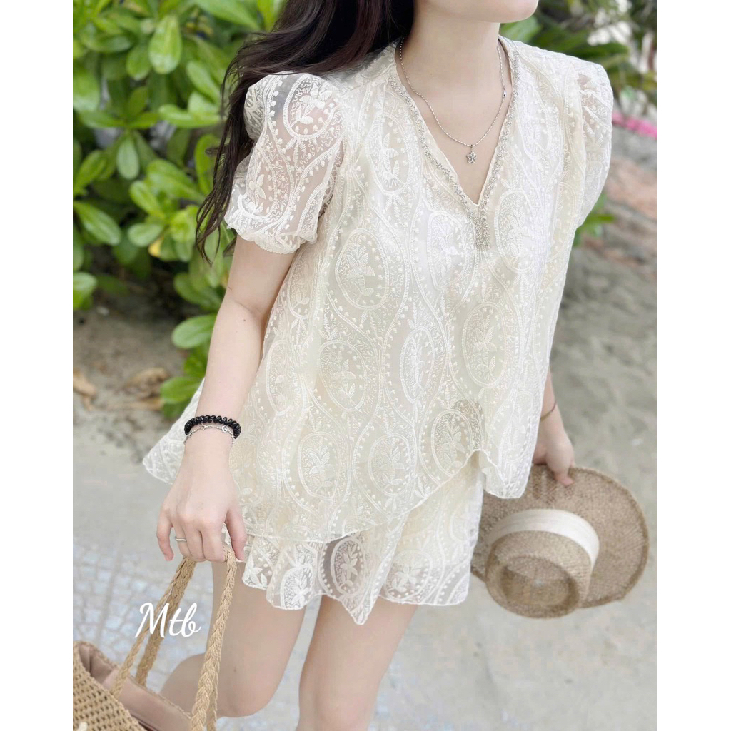 Set Áo Sơ Mi Kiểu Nữ Vải Đũi Xước Mềm Mịn Ít Nhăn Form Rộng, Áo Sơ Mi Đũi Hàn Quốc Đi Chơi Biển