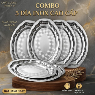 Combo 5 dĩa né bò inox sâu lòng, dĩa hột xoài inox dùng cho quán ăn nhà hàng tiện lợi
