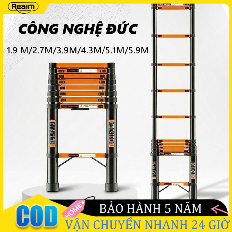 Thang Rút Đơn Chữ I  Thép carbon Cao Cấp Nhập Khẩu1.9m 2.7m 3.9m 4.3m 5.1m 5.9m dụng nhẹ chắc
