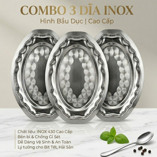 Combo 3 Dĩa Né Inox 430 Cao Cấp Viền Sóng, Chống Gỉ Siêu Bền, Chảo Né Hột Xoài
