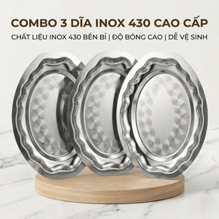 Combo 3 Dĩa Né Hột Xoài Lòng Cạn Inox 430, Dĩa Hấp Cá, Chảo Né