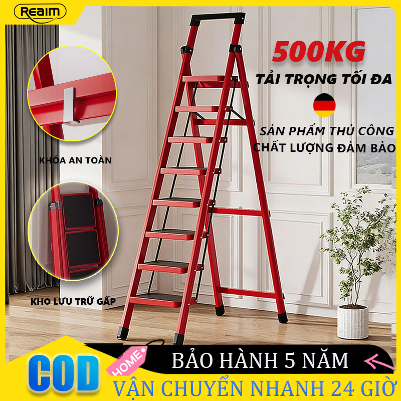 [Giảm giá có thời hạn 45%] Thang Gấp Gọn Thang Chữ A Thang Nhôm Gấp Gọn 2-8 Bậc Tải Trọng 500kg Bảo hành 5 năm