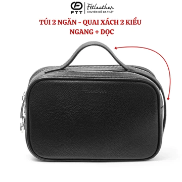 Túi Cầm Tay Nam Cao Cấp, Túi Golf Nam Clutch du lịch sang trọng FTTLeather Da Bò Dáng Hộp Có Khóa Số