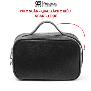 Túi Cầm Tay Nam Cao Cấp, Túi Golf Nam Clutch du lịch sang trọng FTTLeather Da Bò Dáng Hộp Có Khóa Số