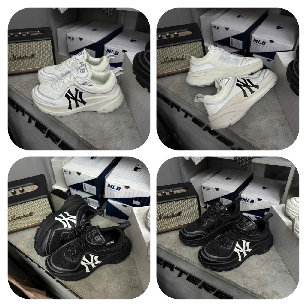 [Chính hãng] Giày thể thao sneaker MLB Athflow v2 New York Yankees Trắng Đen - 3ARNATF4N-50IVS