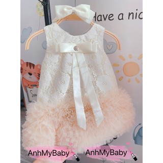 ĐẦM REN BỒNG BỀNH ĐÍNH NƠ NHẸ NHÀNG - SANG CHẢNH CHO BÉ 7-15KG | ANHMYBABY