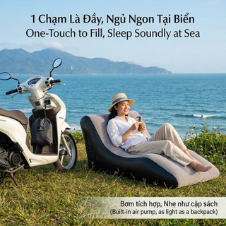 Ghế sofa giường,Ghế sofa lười -tự động bơm hơi,ghế công thái học tựa lưng gọn nhẹ dễ mang theo